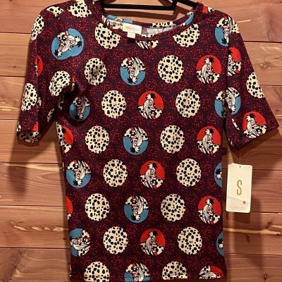 LuLaRoe Disney Gigi Style Short Sleeve Shirt Size S Cruella De Vil New With Tags